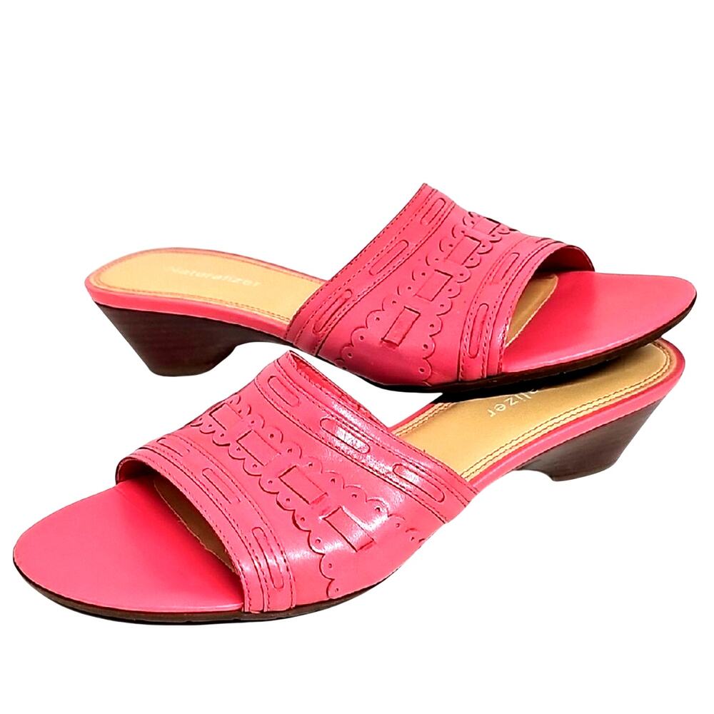 Naturalizer Elegant Hot Pink Fuchsia Wedge Heel Slip On Leather Sandals Size 7